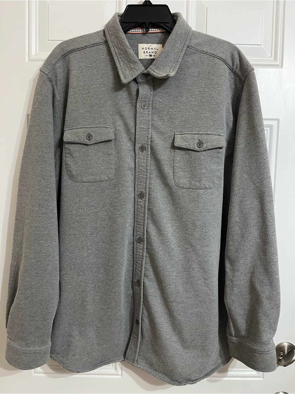 The Normal Men’s XL Brand Textured Knit Flannel Shirt Graphite Gray Button Up